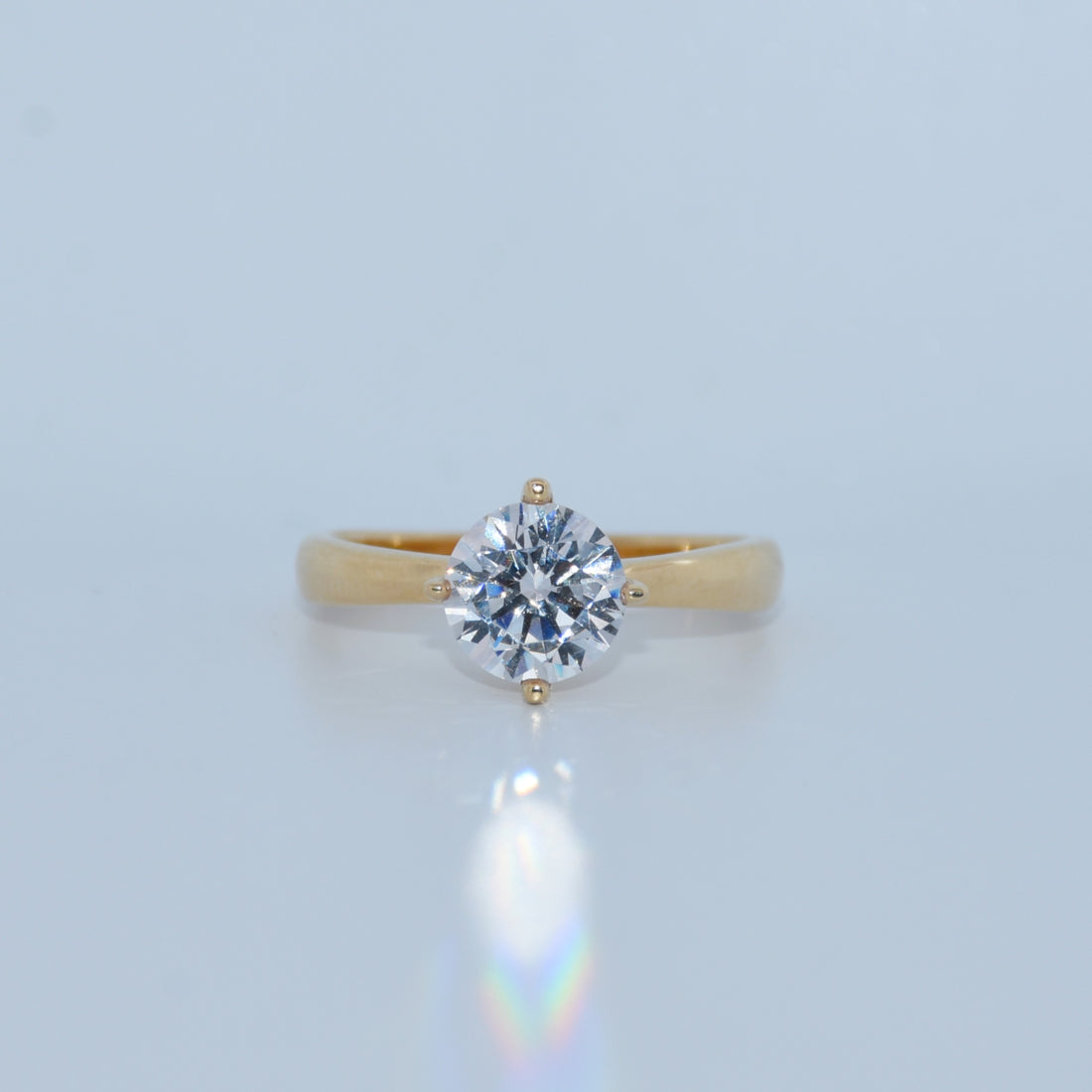 14K Gold | Yellow Gold 1.51CT Round Lab Diamond Compass Setting Solitaire Engagement Ring
