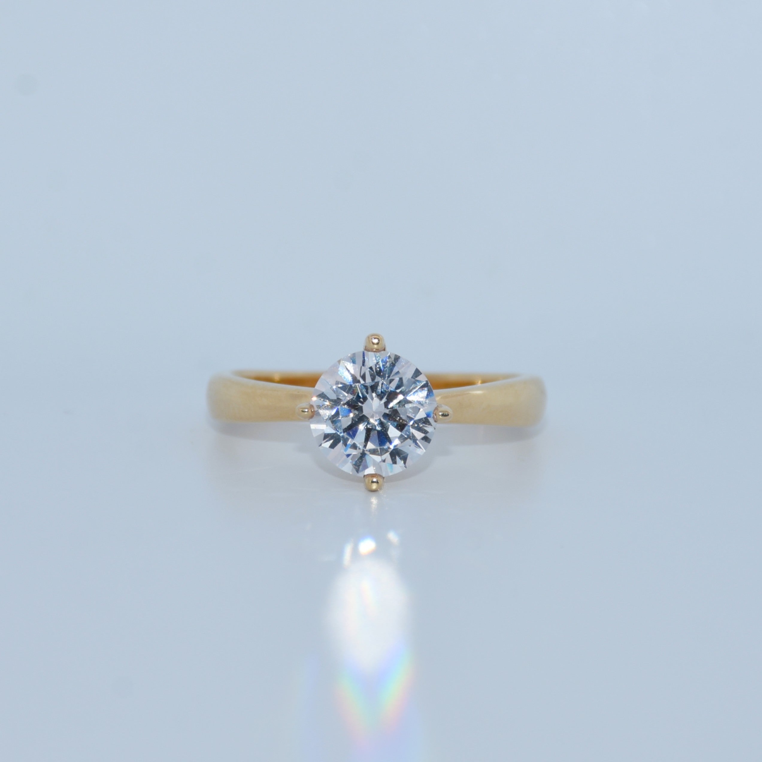 14K Gold | Yellow Gold 1.51CT Round Lab Diamond Compass Setting Solitaire Engagement Ring