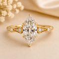 14K Gold | Yellow Gold 1.70CT Marquise Lab Diamond Vintage Filigree Band Engagement Ring