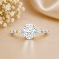 14K Gold | Yellow Gold 2.04CT Oval Lab Diamond with .13cttw Round & .23cttw Marquise Diamond Accents Engagement Ring