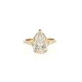 14K Gold | Yellow Gold 3.01CT Lab Pear w/ .13ct Natural Marquise Diamond Accents & .05ct Hidden Halo Engagement Ring