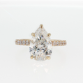 14K Gold | Yellow Gold 3.04CT Pear Brilliant Cut Lab Diamond with Hidden Halo and Pavé Band Engagement Ring