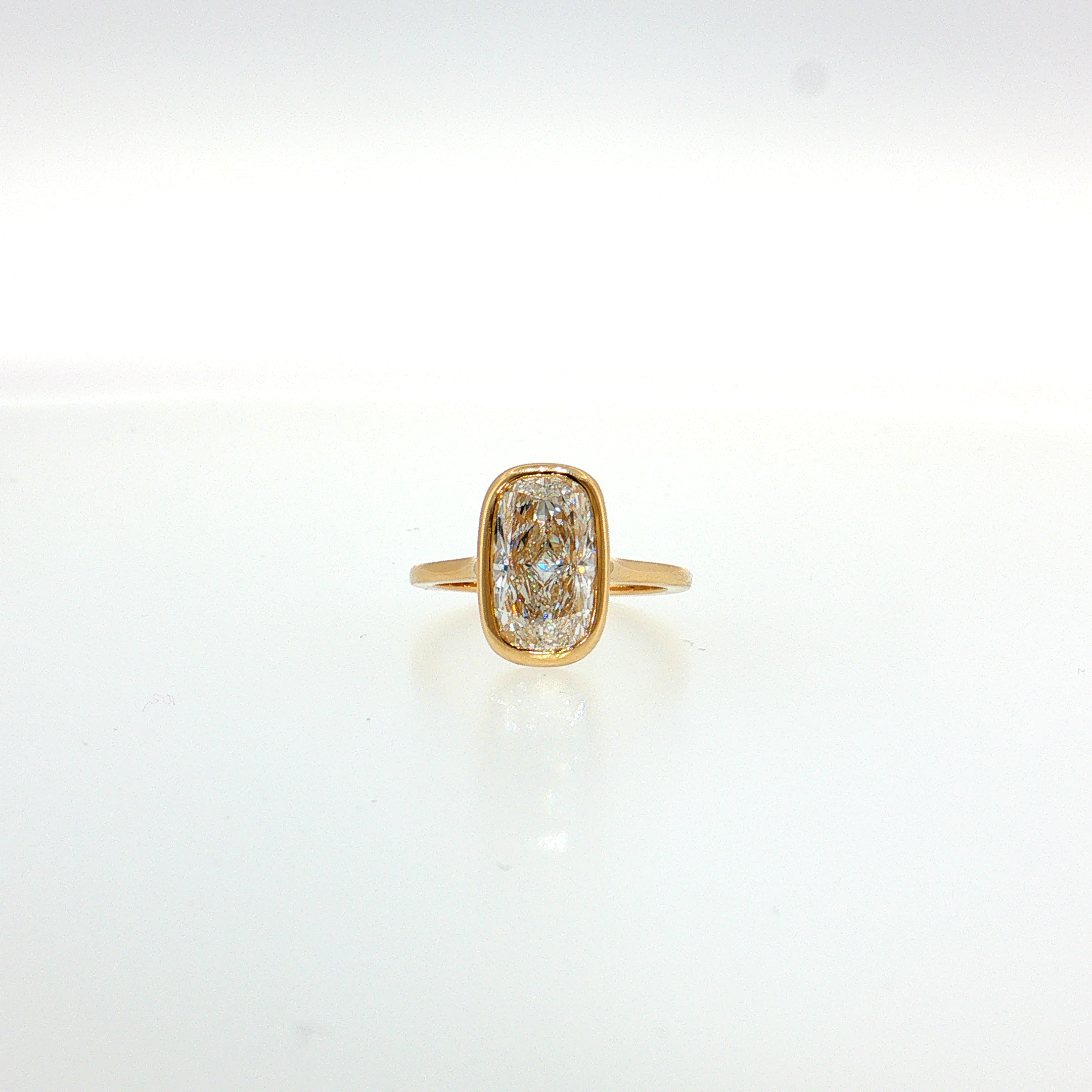 14K Gold | Yellow Gold 3.06CT Bezel Elongated Cushion Brilliant Cut Engagement Ring