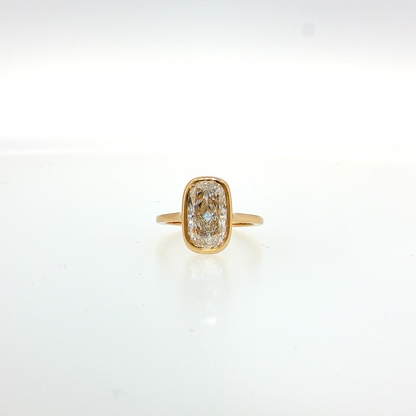 14K Gold | Yellow Gold 3.06CT Bezel Elongated Cushion Brilliant Cut Engagement Ring