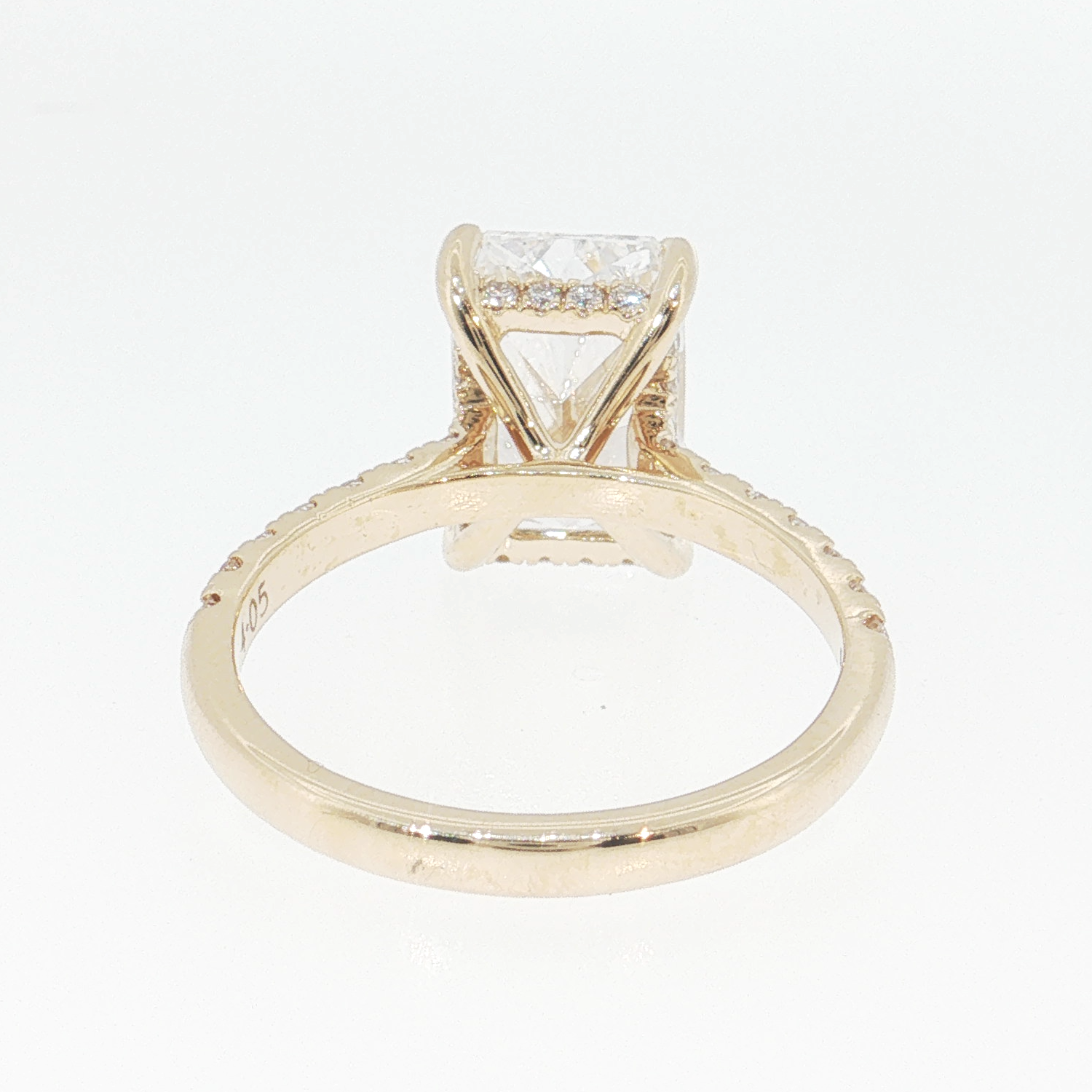 14K Gold | Yellow Gold 3.55CT Rectangular Brilliant Cut Lab Diamond Engagement Ring with Pavé Band