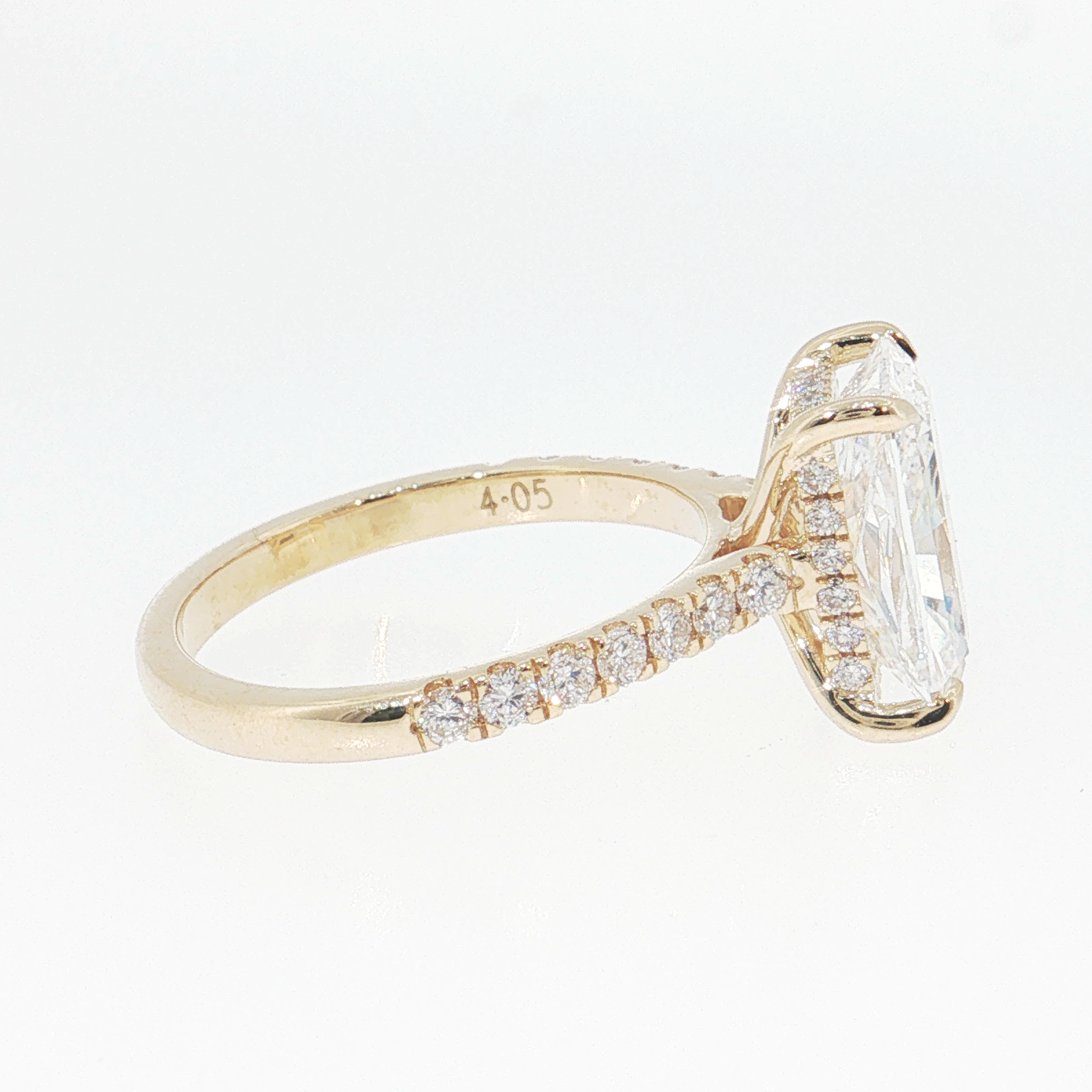 14K Gold | Yellow Gold 3.55CT Rectangular Brilliant Cut Lab Diamond Engagement Ring with Pavé Band