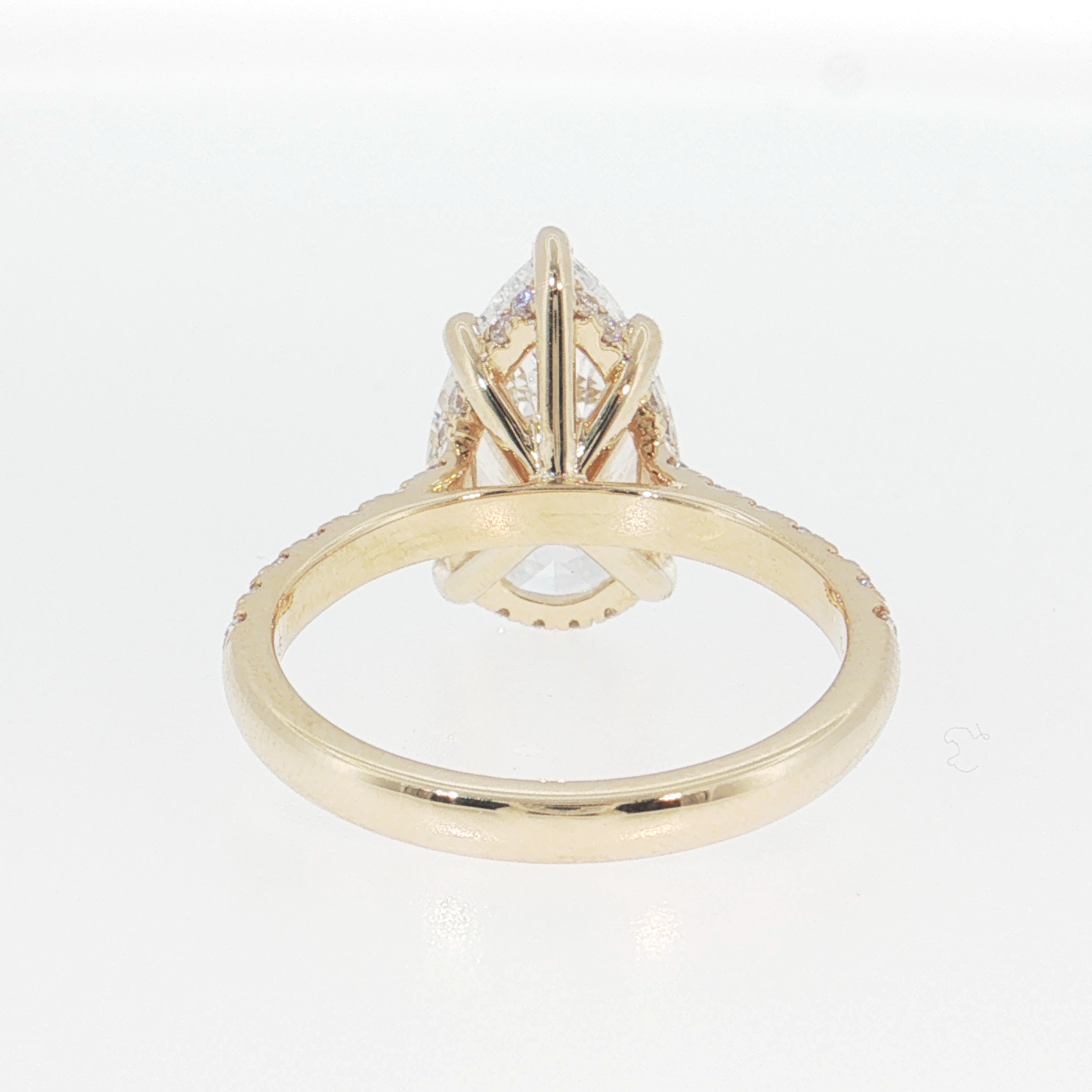 14K Gold | Yellow Gold 4.04CT Pear Brilliant Cut Lab Diamond Engagement Ring with Pavé Band