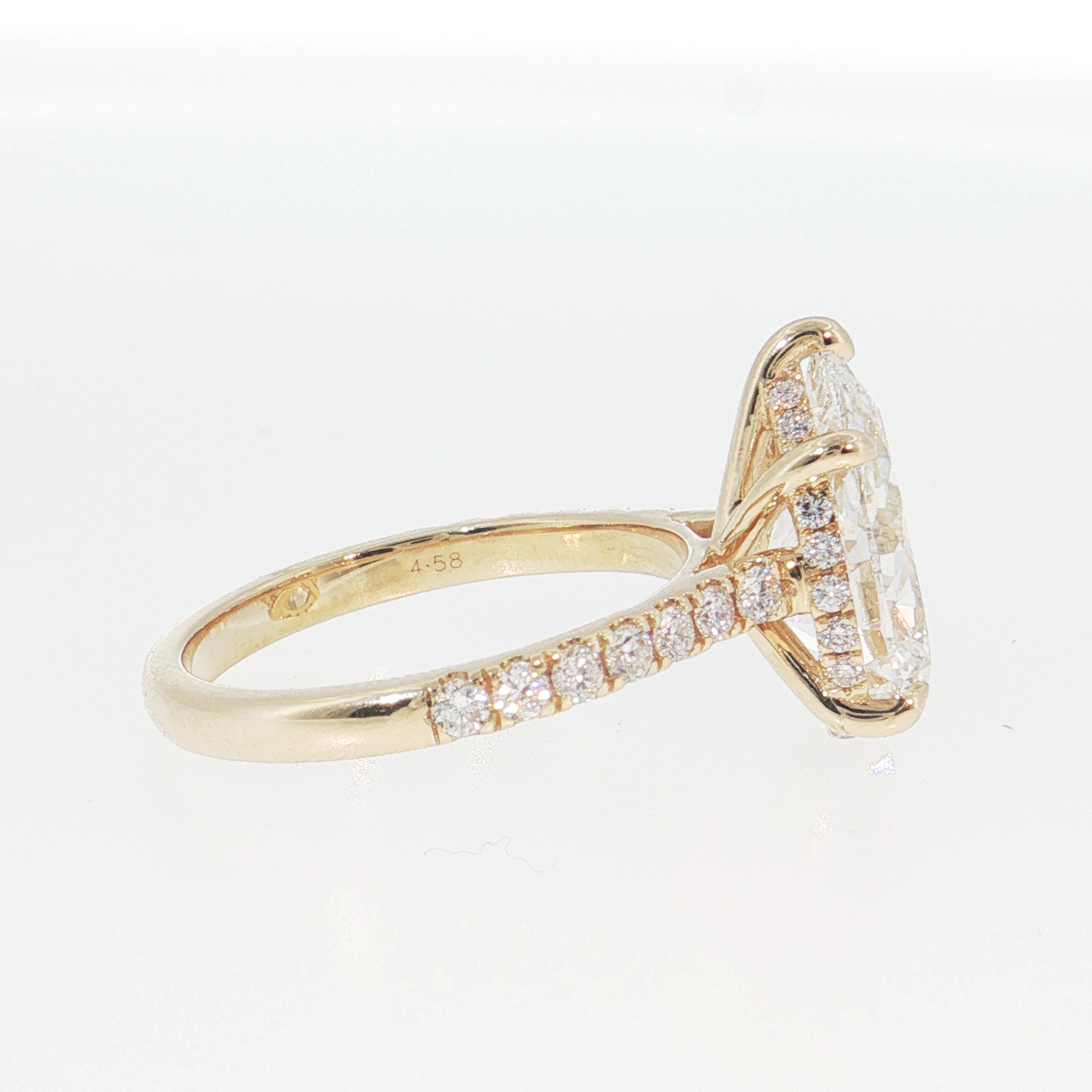 14K Gold | Yellow Gold 4.04CT Pear Brilliant Cut Lab Diamond Engagement Ring with Pavé Band