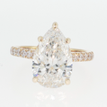 14K Gold | Yellow Gold 4.04CT Pear Brilliant Cut Lab Diamond with Hidden Halo and Pavé Band Engagement Ring