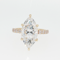 14K Gold | Yellow Gold 4.65 cttw Marquise Brilliant Cut Lab Diamond with Hidden Halo and Pavé Band Engagement Ring