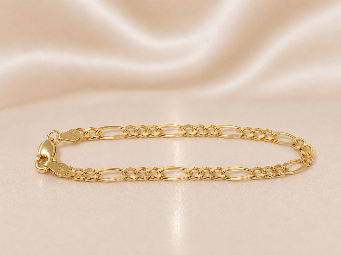 14K Gold | Yellow Gold 8" Figaro Bracelet 4.4mm