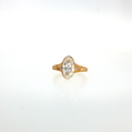 14K Gold | Yellow Gold Moval Engagement Ring Vintage Inspired Filigree, Milgrain & Round Diamond Accents