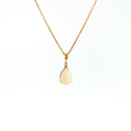 14K Gold | Yellow Gold Pear Shaped 1.05CT Opal Pendant with .03CT Round Natural Diamond