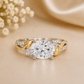 14K Gold | Yellow & White Gold East-West 2.04CT Oval Lab Diamond Engagement Ring with Leaf-Inspired 0.12cttw Round Diamond Accents