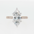 14K Gold | Yellow and White Gold 3.01 ct Marquise Lab Diamond Hidden Halo and Partial Pavé Band Engagement Ring