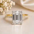 14K Gold | Yellow and White Gold 4.02CT Emerald Lab Diamond Engagement Ring