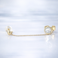 Dangling Chain CZ Ear Cuff Earrings in yellow gold