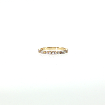14k Gold | 0.17 cttw Natural Diamond 2 Row Pave Band Ring