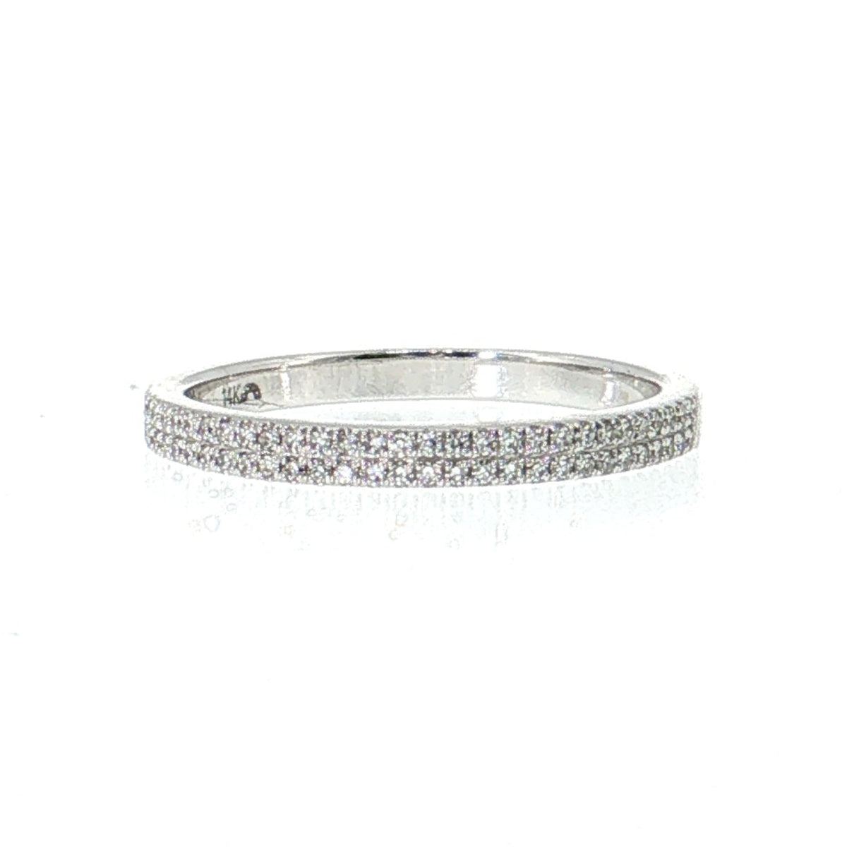 14k Gold | 0.17 cttw Natural Diamond 2 Row Pave Band Ring white gold