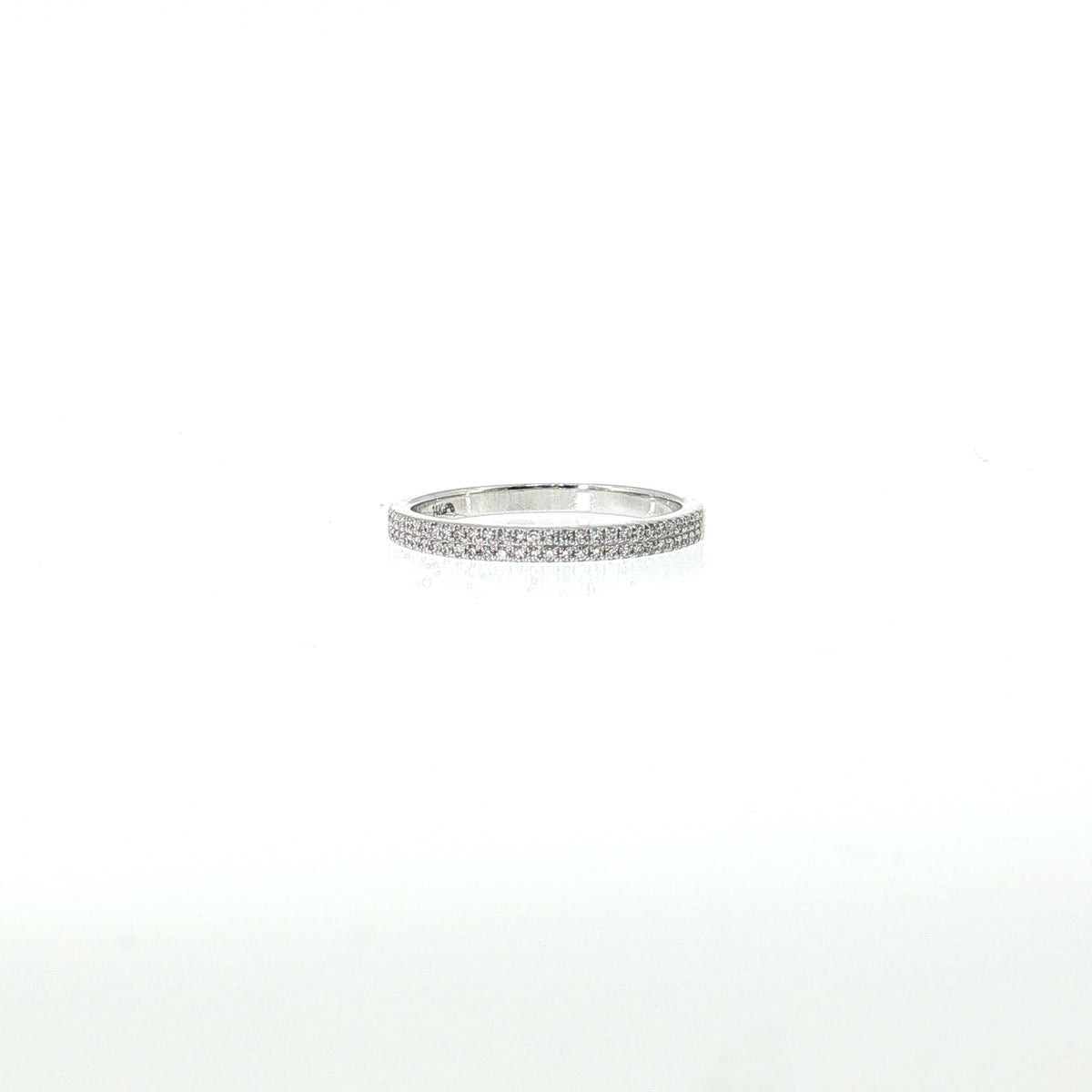14k Gold | 0.17 cttw Natural Diamond 2 Row Pave Band Ring white gold