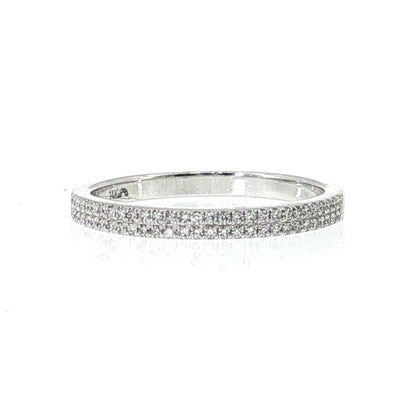 14k Gold | 0.17 cttw Natural Diamond 2 Row Pave Band Ring white gold