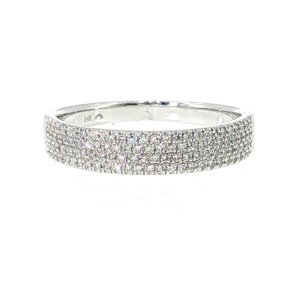 14k Gold | 0.23 cttw Natural Diamond 4 Row Pave Ring white gold