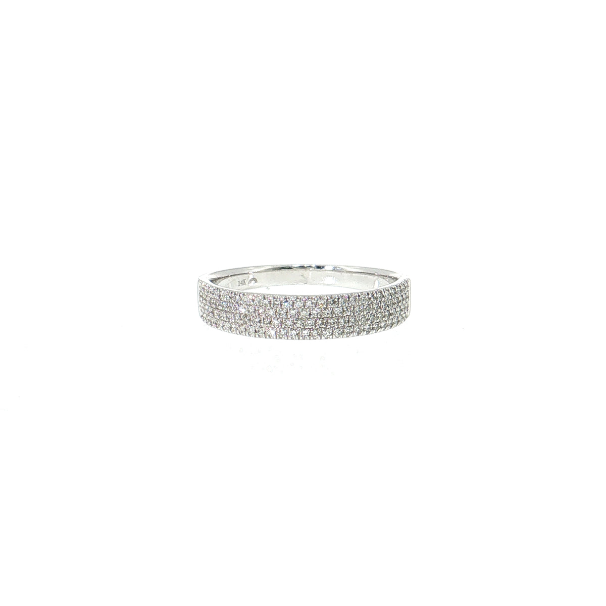 14k Gold | 0.23 cttw Natural Diamond 4 Row Pave Ring white gold