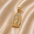 Gold and silver religious pendant on a beige fabric background 14 Gold | Traditional Tricolor Virgin Mary Pendant