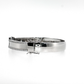 Sterling Silver | Designer-Inspired Raised Letter Centerpiece and CZ Edges Bangle Bracelet