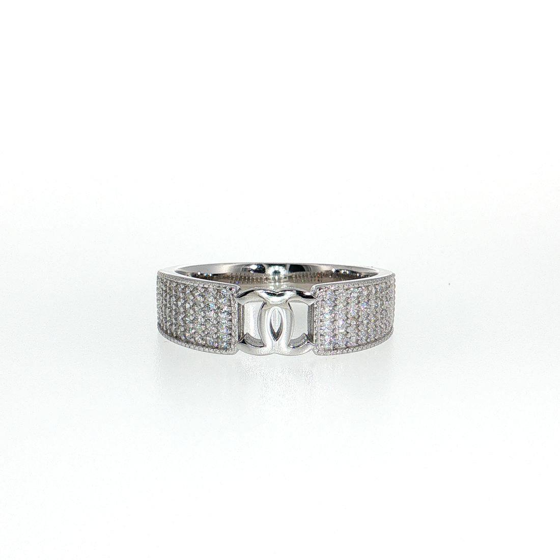 Sterling Silver | Designer-Inspired Wide Pavé CZ Band