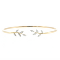 14K Gold | Yellow Gold 0.20 cttw Natural Diamond Leaf Bangle Bracelet