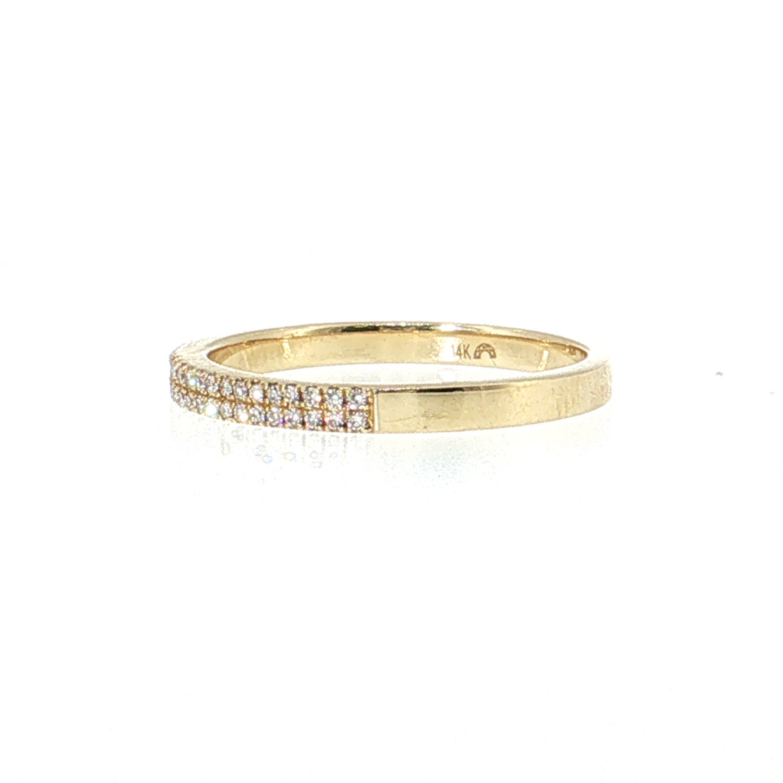 14k Gold | 0.17 cttw Natural Diamond 2 Row Pave Band Ring