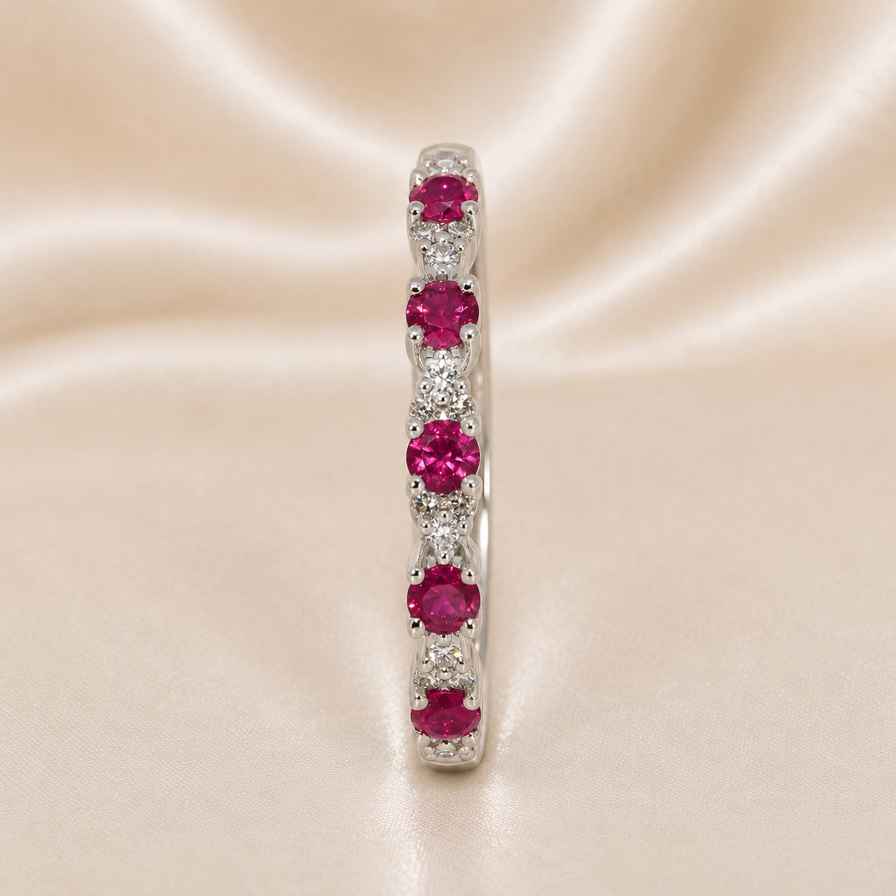 18K Gold | WG .25CT Natural Ruby & .07CT Natural Diamond Ring