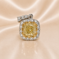 18K Gold | WG .80CT Natural Yellow Diamond & .17CT Natural Halo Diamond Pendant