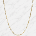 19.2K Portuguese Gold 18" 1.65mm Solid Figaro chain necklace on a white background
