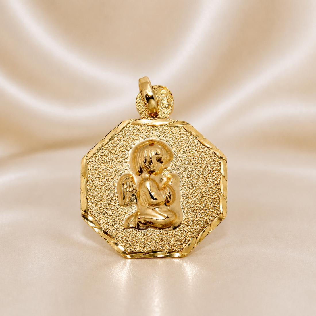 19.2K Portuguese Gold | Guardian Angel Pendant Charm Gold Communion Baptism