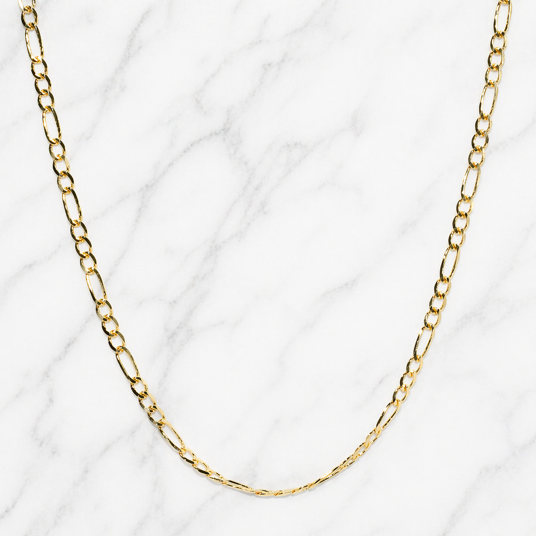 19.2K Portuguese Gold 20" 2mm Solid Figueroa chain necklace on a white background