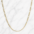 19.2K Portuguese Gold 20" 2mm Solid Figueroa chain necklace on a white background