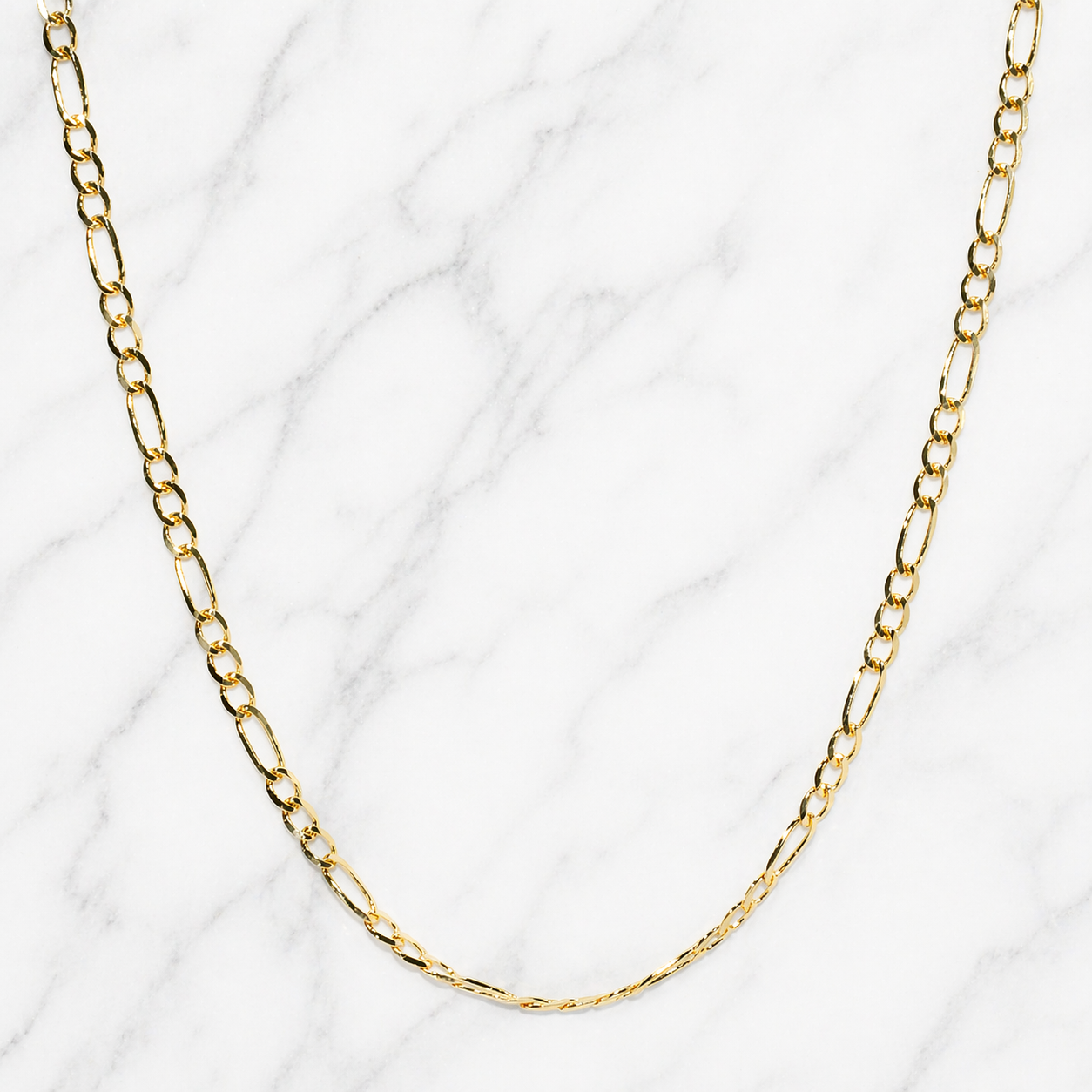 19.2K Portuguese Gold 20" 2mm Solid Figueroa chain necklace on a white background