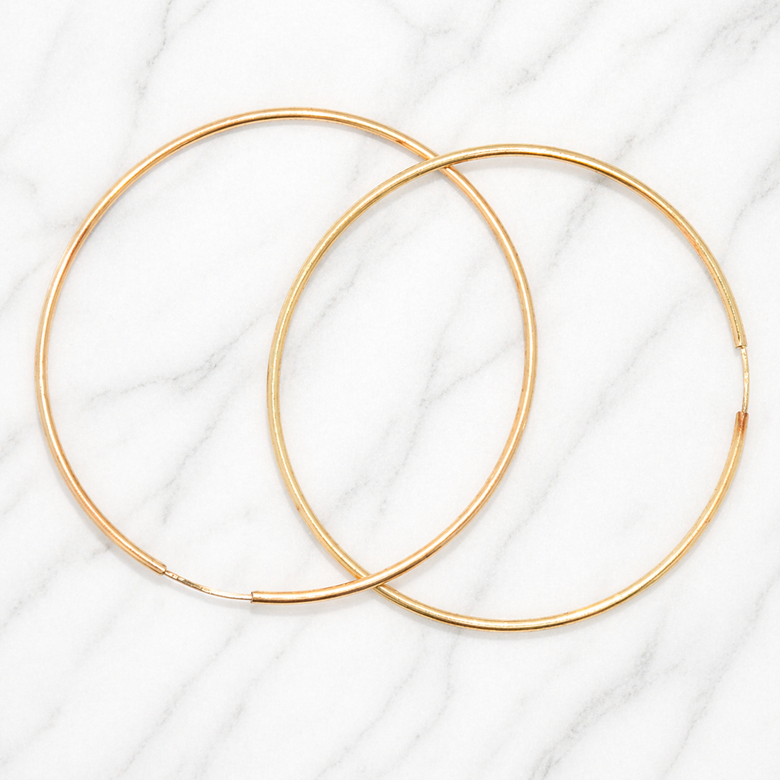 19.2K Portuguese Gold | 2mm thick - 55mm Wide Hoops Two ROund hoops yellow gold 