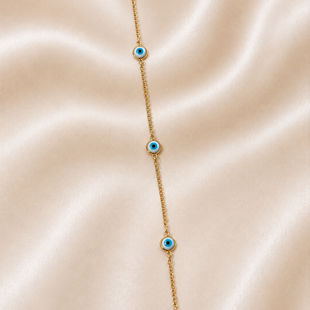19.2K Portuguese Gold | 3 Evil Eye Bracelet