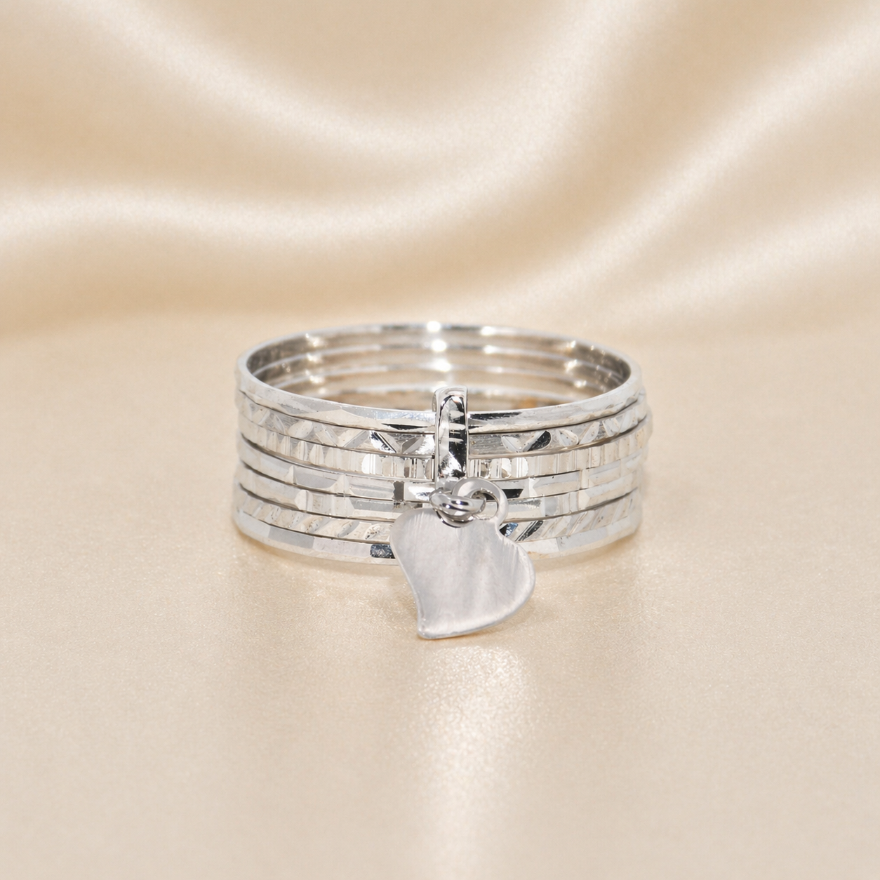 White Gold 19.2k Portuguese 7 Band rings