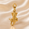 Gold alligator pendant on a satin background 19.2K Portuguese Gold | Alligator Charm 