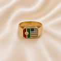 19.2K Portuguese Gold | American/Portuguese Enamel Flag Ring