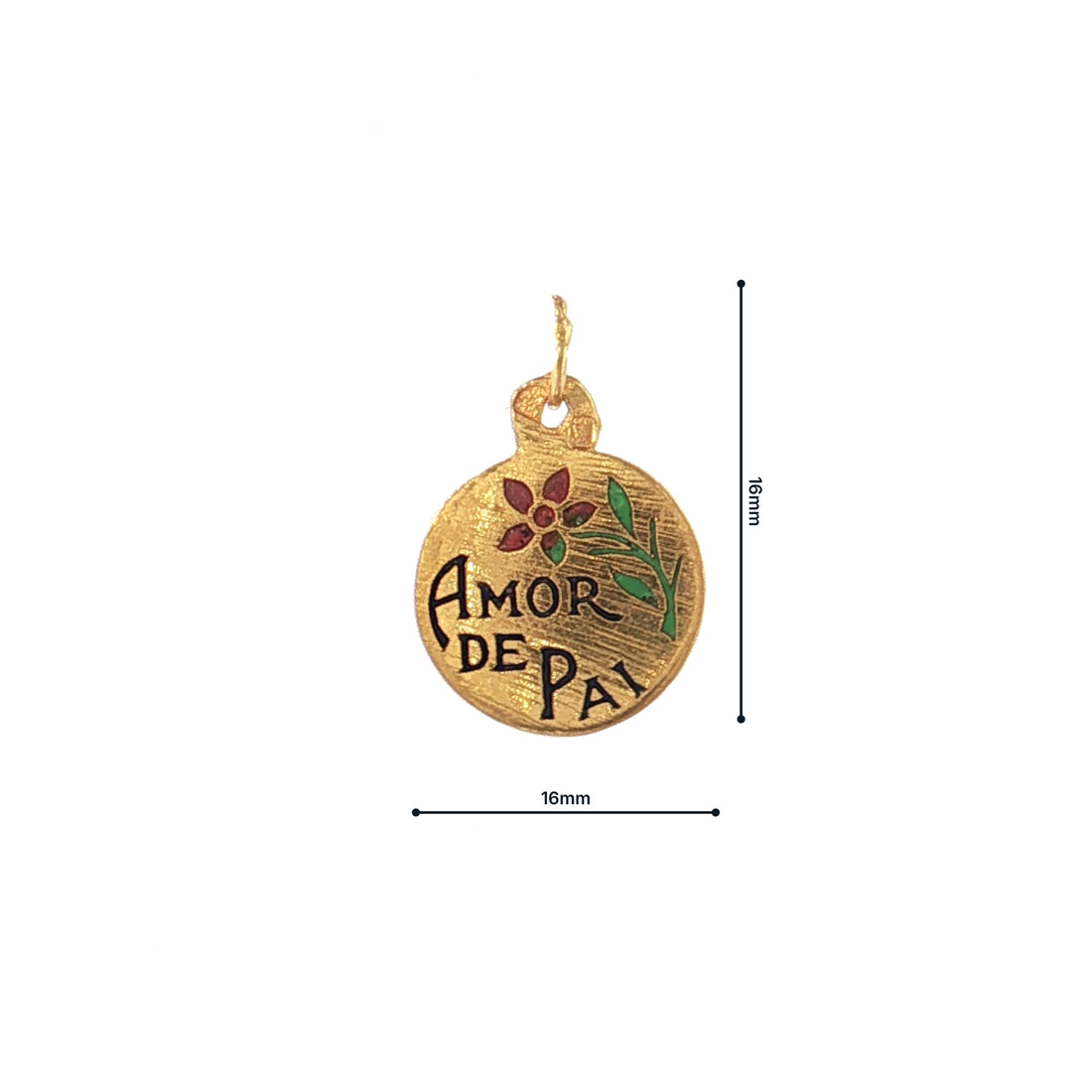 19.2K Portuguese Gold Amor de Pai Love of Father Charm Small Front