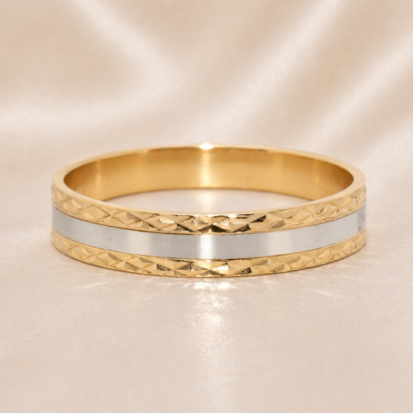 19.2K Portuguese Gold | Art Deco Style Band 4.3mm