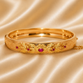 19.2K Portuguese Gold | Bangel w/ Floral Design 10mm
