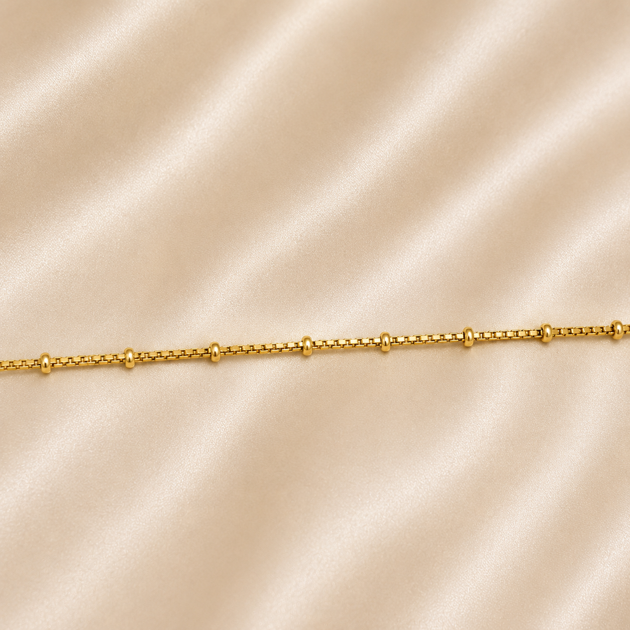 19.2K Portuguese Gold | Beaded Box Anklet