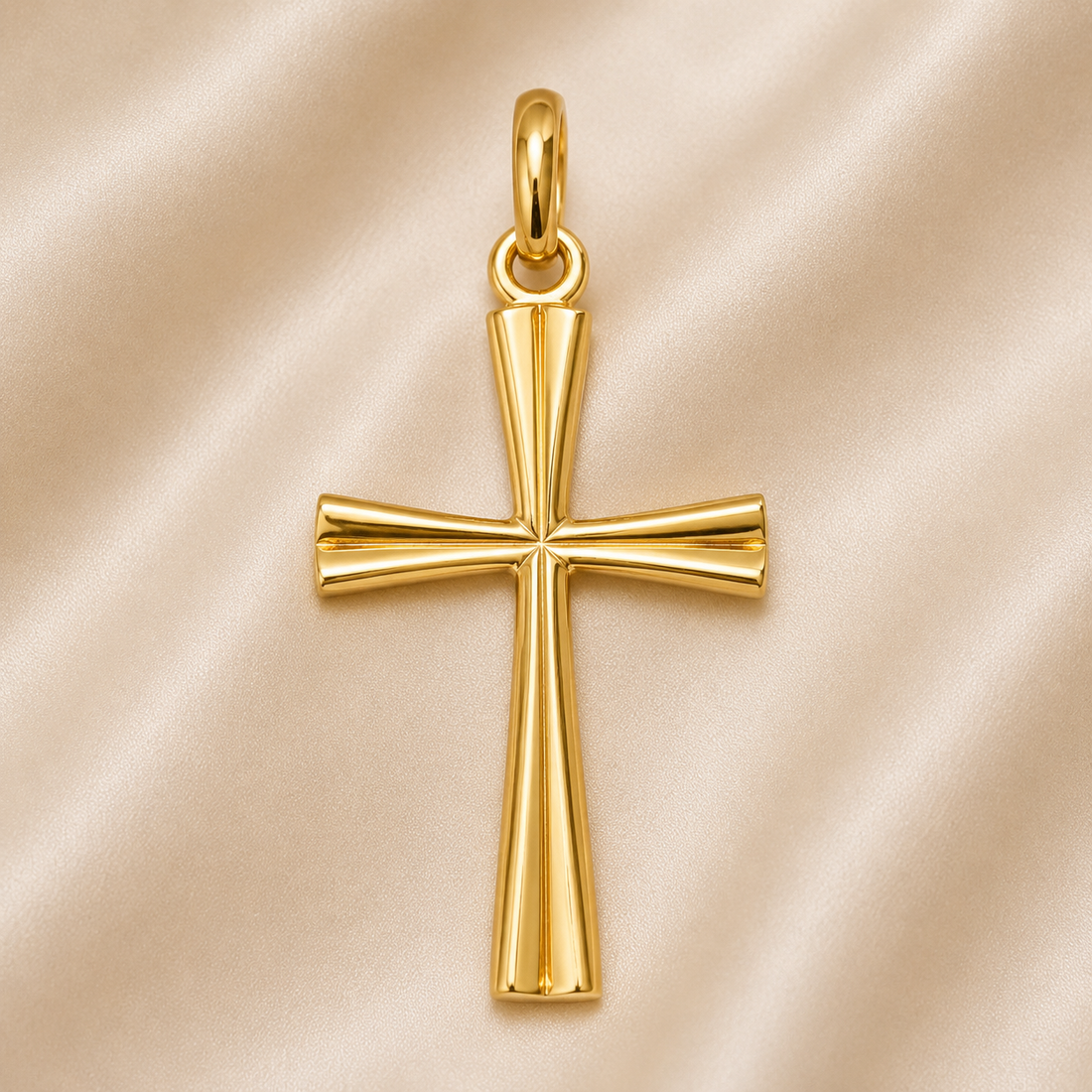 19.2K Portuguese Gold | Beveled Cross Pendant
