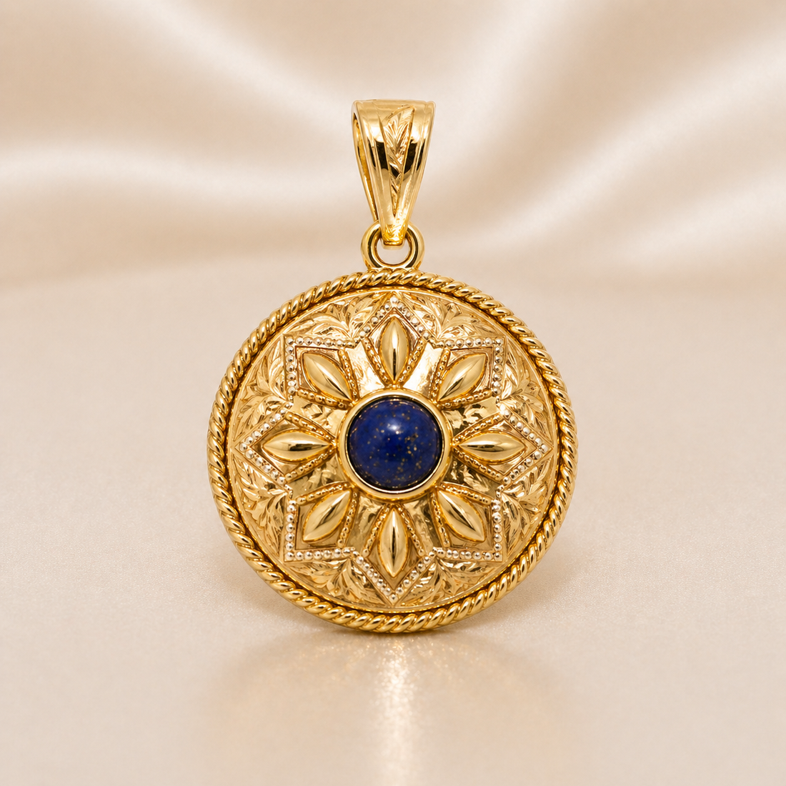 19.2K Portuguese Gold | Blue Enamel Pendant